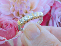 buy a Real Princess Cut Diamond Anniversary Band Ring in solid 18k white and yellow gold