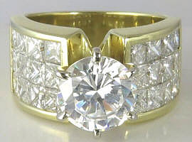 Invisibly Set Princess Cut Diamond Semi Mount Ring