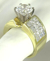 18k Yellow Gold Diamond Semi Mount with Princess Cut Diamonds