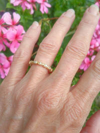 Stackable petite diamond 3/4 eternity band ring in 14k yellow gold for sale