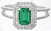 Emerald Diamond Ring in White Gold