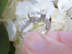 Pave round diamond band ring in 14k white gold