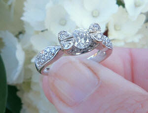 Pave round diamond band ring in 14k white gold