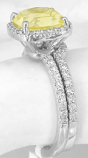 Unheated Yellow Sapphire Engagement Ring with Matching Wedding Band