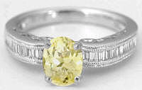 1.36 carat Yellow natural Sapphire & Diamond Ring with 0.29 carat  Matching Diamond Band in 18k white gold