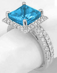 Princess Cut Swiss Blue Topaz Engagement Ring in 14k gold