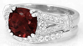 Garnet Wedding Rings in 14k in 14k white gold
