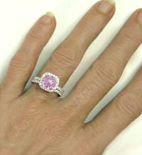 Engagement Rings with Natural Pink Sapphire in 14k white gold