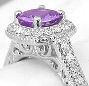 Cushion Purple Sapphire Ring White Gold in gold