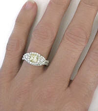 Yellow Sapphire Engagement Ring and Matching Wedding Band in 18k