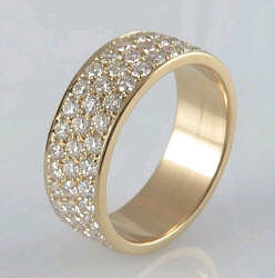 3 carat Three Row Pave Real Diamond Eternity Band Ring in 14k rose gold for sale