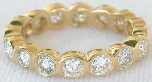 Bezel Set Round Diamond Eternity Band in 14k yellow gold