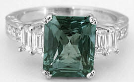 Green Sapphire and Diamond Engagement Rings