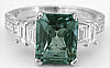 3 carat Green Sapphire and Diamond Ring in 18k 