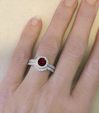 Garnet Birthstone Engagement Rings in 14k white gold