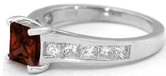 Princess Cut Diamond and Garnet Rings