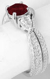 6mm Round Garnet Pear White Sapphire Wedding Ring in 14k