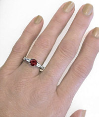 Round Garnet Pear White Sapphire Gemstone Ring in 14k