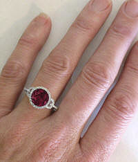 January Birthstone Rhodolite and Diamond Engagement Rings in White Gold