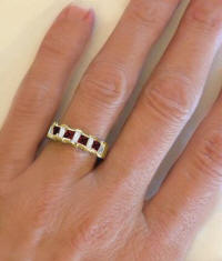 Garnet Baguette Diamond Rings in 14k yellow gold