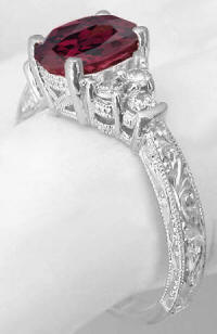 Milgrain Detail and Engraving on Rhodolite Engagement Rings