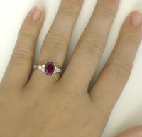 Hand View of Rhodolite Diamond Ring with Engraving