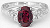 Antique Rhodolite and Diamond Engagement Ring in 14k white gold