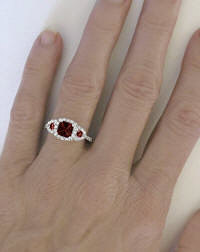Princess Garnet Gemstone Rings in 14k White Gold