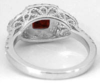 Filigree Basket Detail in Garnet Ring in 14k white gold