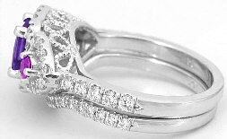 Amethyst Pink Sapphire Diamond Engagement Ring in 14k