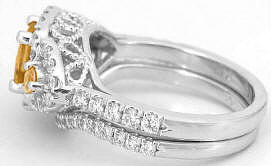 Princess Citrine Wedding Rings in 14k white gold