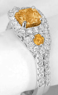 Engagement Rings with Citrine in 14k white gold
