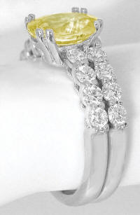 Round natural yellow sapphire band ring in 14k white gold