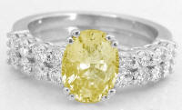 Round natural yellow sapphire band ring in 14k white gold