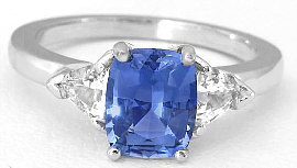 Ceylon Sapphire and White Sapphire Ring in 14k white gold