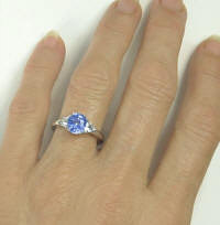 Blue Sapphire and White Sapphire Ring in 14k white gold
