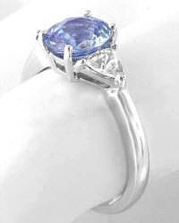 Past Present Future Ring with Ceylon Sapphire in 14k white gold