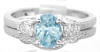 Aquamarine and White Sapphire Engagement Ring with Engraving