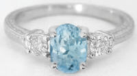 Diamond Alternative Engagement Ring with Aquamarine and White Sapphire