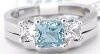 1.30 ctw Aquamarine and White Sapphire Engagement Ring in 14k
