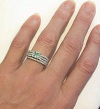 Princess Cut Aquamarine Engagement Rings with Wedding Band