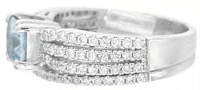 Princess Cut Aquamarine Engagement Ring and Wedding Band