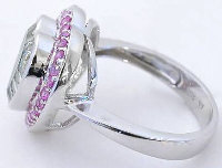 Unique Heart Shape Green Amethyst Rings in 14k