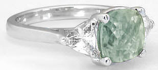 Three Stone Green Amethyst White Sapphire Rings