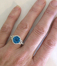 8mm Round London Blue Topaz Diamond Rings in 14k Gold
