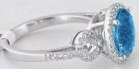 Round Cut Swiss Blue Topaz Ring in 14k white gold