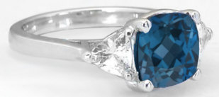 Three Stone London Blue Topaz White Sapphire Ring