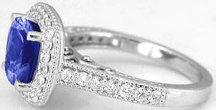 Beaded Detail on Tanzanite Rings in 14k white gold