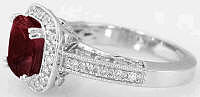 Cushion Cut Garnet Diamond Halo Engagement Rings in 14k white gold