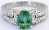 Oval Seafoam Green Tourmaline and Diamond Ring in 14k white gold